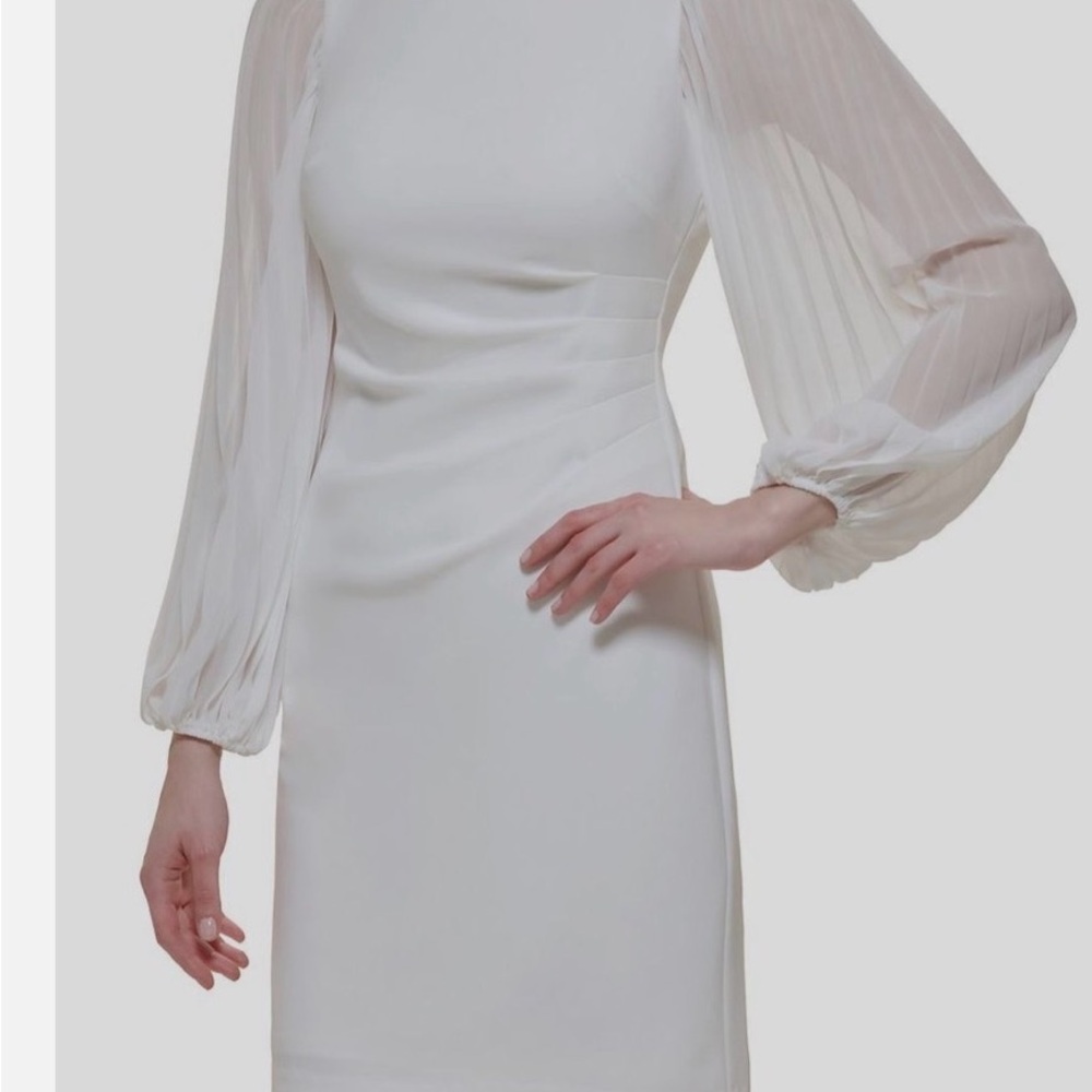 Elegant White Long-Sleeve Dress